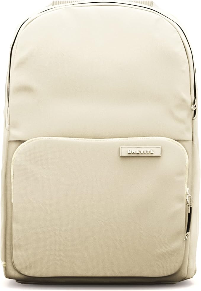 BREVITE The Backpack- Casual daypack backpacks for every function. Compact but spacious 18L aesthetic traveling backpack with laptop compartment. (Tan)