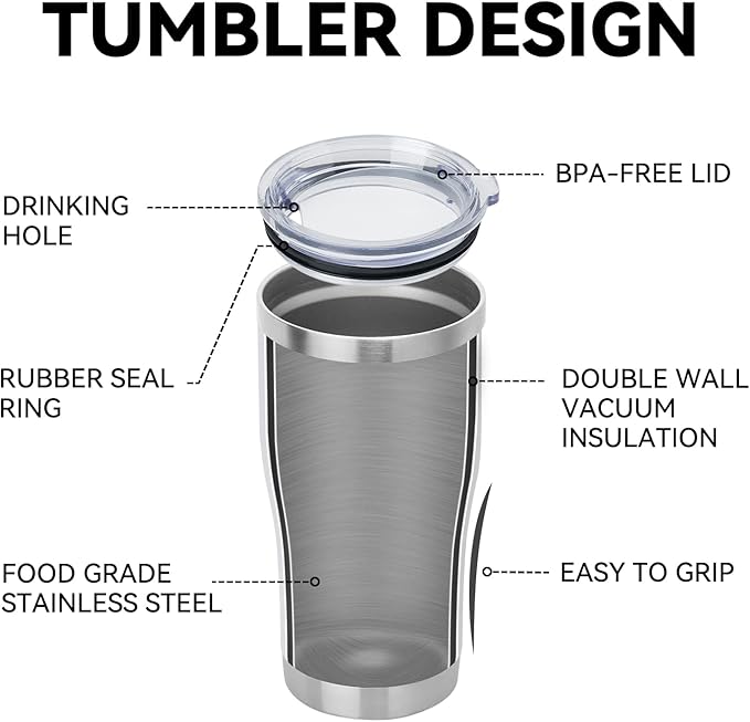 DOMICARE 20oz Tumbler with Lid Stainless Steel Tumblers Bulk, Double Wall Vacuum Insulated Coffee Travel Mug Powder Coated Tumbler, 4 Pack White