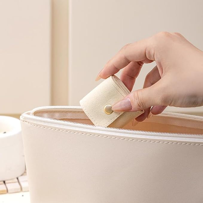 Mini Travel Jewelry Bag, 2025 New Travel Jewelry Case Organizer, Portable Foldable Compartment Auxiliary Mini Travel Jewelry Roll Bag With Buckle For Small Jewelry Earrings, Rings, Necklaces (C)