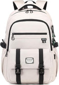 Lanola College Backpack Casual Daypacks for Men, Women & Students, Perfect Daily Backpack for School, Work, and Travel, Fits 17.3 Inch Laptop (Beige)