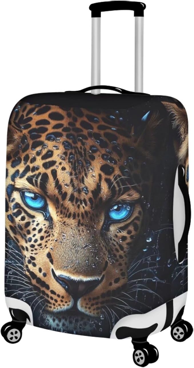Cool Laopard Luggage Cover Universal Fit 18-21 Inch Luggage with Zipper Anti-Slip Elastic Spandex Luggage Covers Protector Scratch Resistant Travel Suitcase Cover Washable Baggage Cover