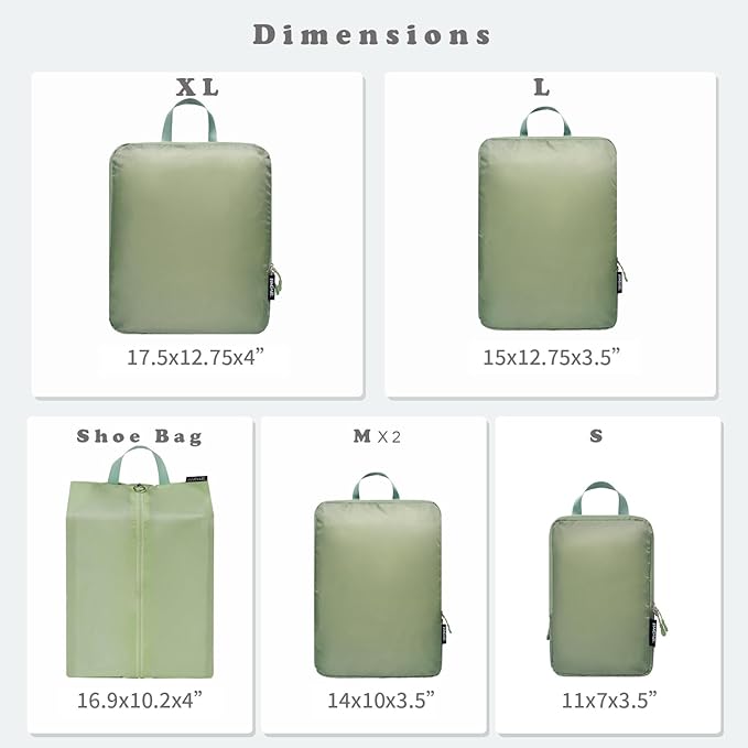 BAGAIL 6 Set Ultralight Compression Packing Cubes Packing Organizer for Travel Accessories Luggage Suitcase Backpack