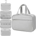Toiletry Bag For women,Portable Hanging Organizer,4 Leakproof Compartment for full-sized Conditioner, Brushes Set, Makeup Accessories,Visible and easy to access.L-grey