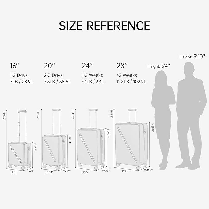 MILADA Hard Shell Luggage Sets With Spinner Wheels, 3 piece luggage set TSA Approved, 20 Inch Carry On Suitcase 24 Inch Luggage Suitcase 28 Inch, Smoke White