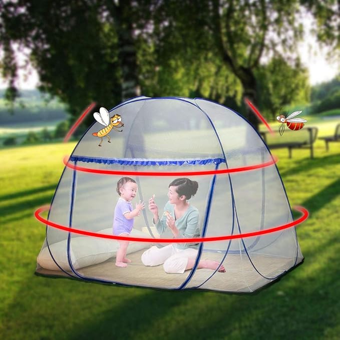 Pop-up Mosquito net Double Bed,L79 x W71 x H59 in Double Door Zip Portable Tent Travel Mosquito net Free-Standing use one Compartment to Install Suitable for Bedroom no Hooks.L200*W180*H150CM