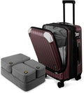 LEVEL8 Grace Carry On Luggage Airline Approved, 20 Inch Expandable Hardside Carry On Suitcase With Wheels, Abs+Pc Small Luggage with Tsa Lock, Red, 20-Inch