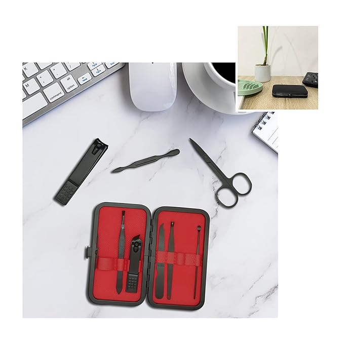 8 PCS Premium Manicure Set, AULLUA Nail Clippers, Professional Grooming Gift Kit, Pedicure Kit, Stainless Steel Facial, Cuticle, Nail Care Tools with Luxurious Portable Travel Case, for Men & Women