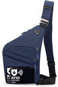 Anti Theft Crossbody Bags for Women Men, Multi-Pocket Shoulder Bag, Slim Sling Bags with 2 RFID Blocking Card