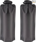 Vapur Collapsible Water Bottle With Carabiner, Compact Bottle Folds Flat For Hydration On The Go, Ideal for Traveling, Hiking or Camping, 34 Ounce, Blackout, Pack of 2