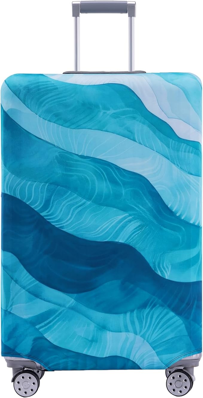 Travelkin Luggage Covers For Suitcase Tsa Approved,Suitcase Cover Protector Fit 18-32 Inch Luggage (Blue Wave, XL)