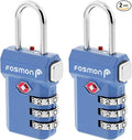 Fosmon TSA Approved Luggage Locks, Suitcase Travel Lock with Push Release Button for Extra Security, 3 Digit Combination Padlock for Gym Locker, Backpack Zipper Anti Theft, Gun Case - Blue, 2 Pack