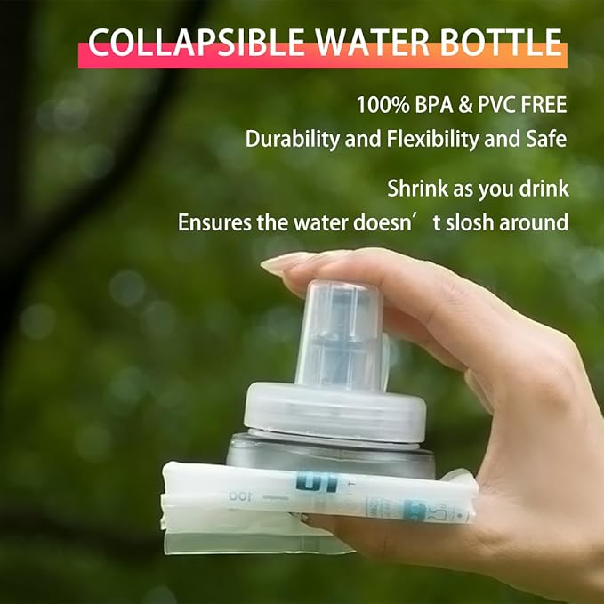 Soft Flasks Soft Running Water Flask Collapsible Soft Water Bottles Small BPA-Free for Sports Hiking Hydration Pack 500 ml/17oz，300 ml/10oz（500ml,blue）