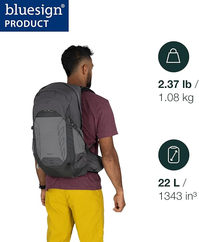 Osprey Talon 22L Men's Lightweight Hiking Backpack with Hipbelt, Frosty Mint Green/Night Shift