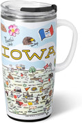 Swig Life 22oz Travel Mug, Insulated Tumbler with Handle and Lid, Travel Coffee Mug, Cup Holder Friendly, Stainless Steel 22 oz Tumbler, Reusable Insulated with Lid (Iowa)