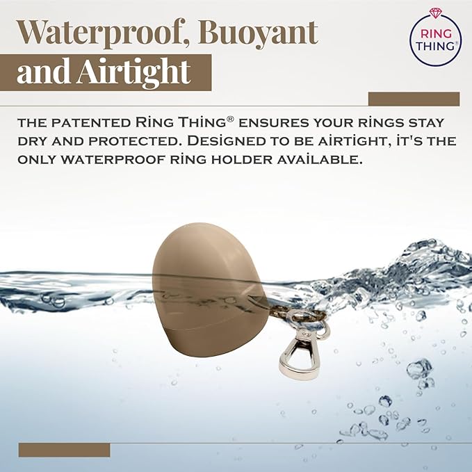 RING THING - Ring Holder Keychain, Jewelry Organizer and Storage, Portable Waterproof Ring Holder, Pill Box Keychain Container, Gym Accessory, and Travel Ring Case (Khaki)