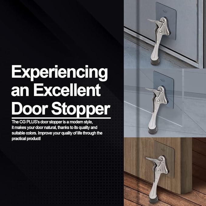 One-Touch Doorstop Adhesive Bracket (Satin Nickel, 4inch x 1pack)