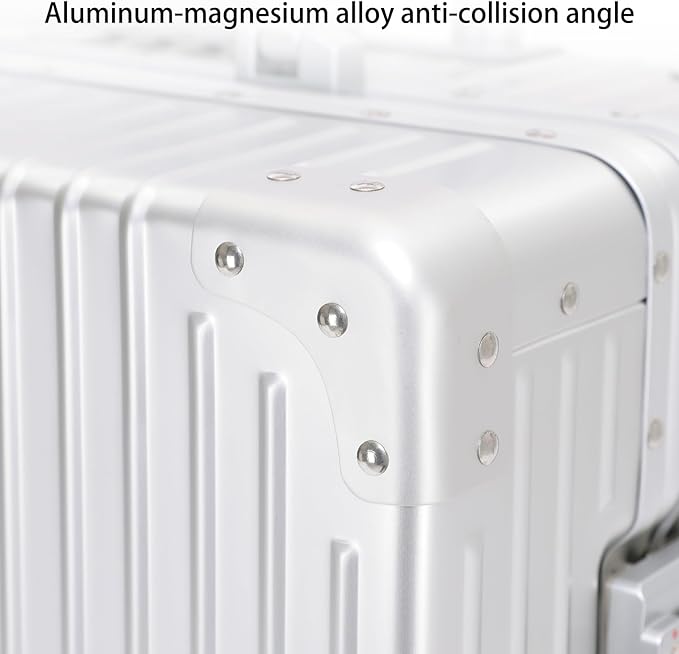 Metal All Aluminum Carry-on Luggage TSA Customs Lock Zipperless Silent Rotary Wheel Business Suitcase Aluminum Frame Set (red, 24 '')