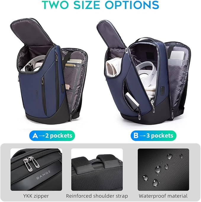 BANGE Business Smart Backpack Waterproof fit 15.6 Inch Laptop Backpack with USB Charging Port,Travel Durable Backpack