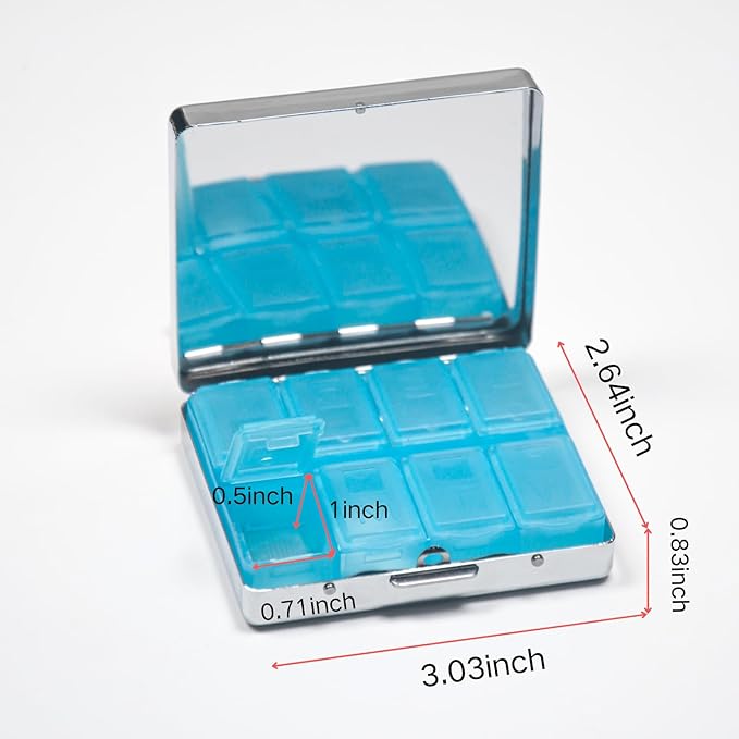 Cute and Portable Metal Pill Organizer – 8 Compartments, Elegant Chrome Finish, Ideal for Travel and Daily Use (Vintage Butterfly)