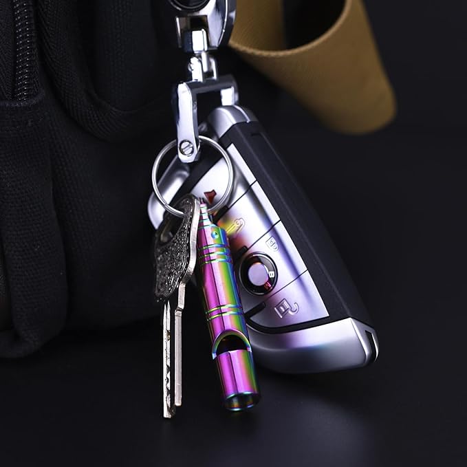 Whistle Emergency Titanium Whistle,Survival Loud Whistle Safety Whistle for Kids Women,EDC Signal Whistles Necklace