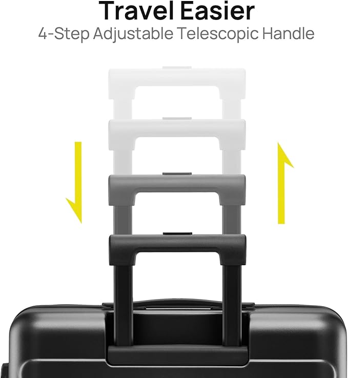 Carry on Luggage 22 X 14 X 9 Airline Approved, 20 Inch Luggage for 3-5 Days Travel, Double Spinner Wheels, 100% Hardshell PC, TSA Lock (01-Black (Basic), Checked 28-Inch)