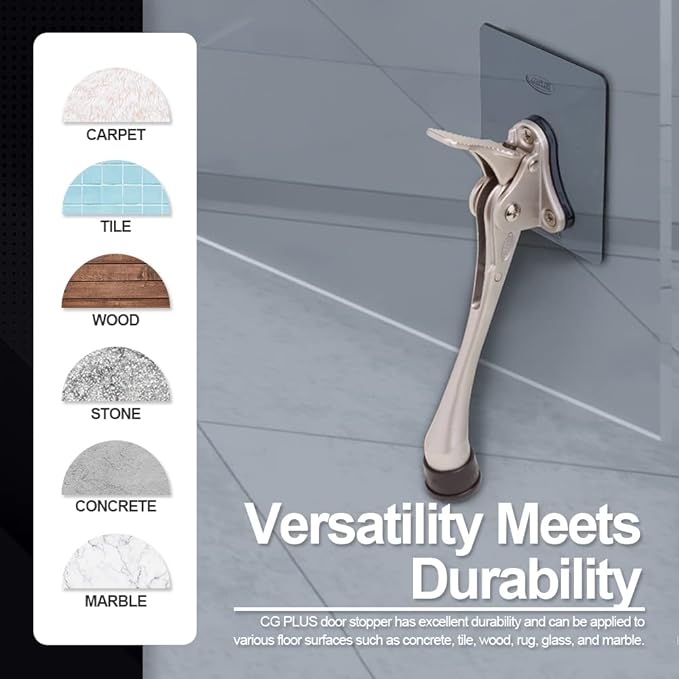 One-Touch Doorstop Adhesive Bracket (Satin Nickel, 6inch x 1pack)