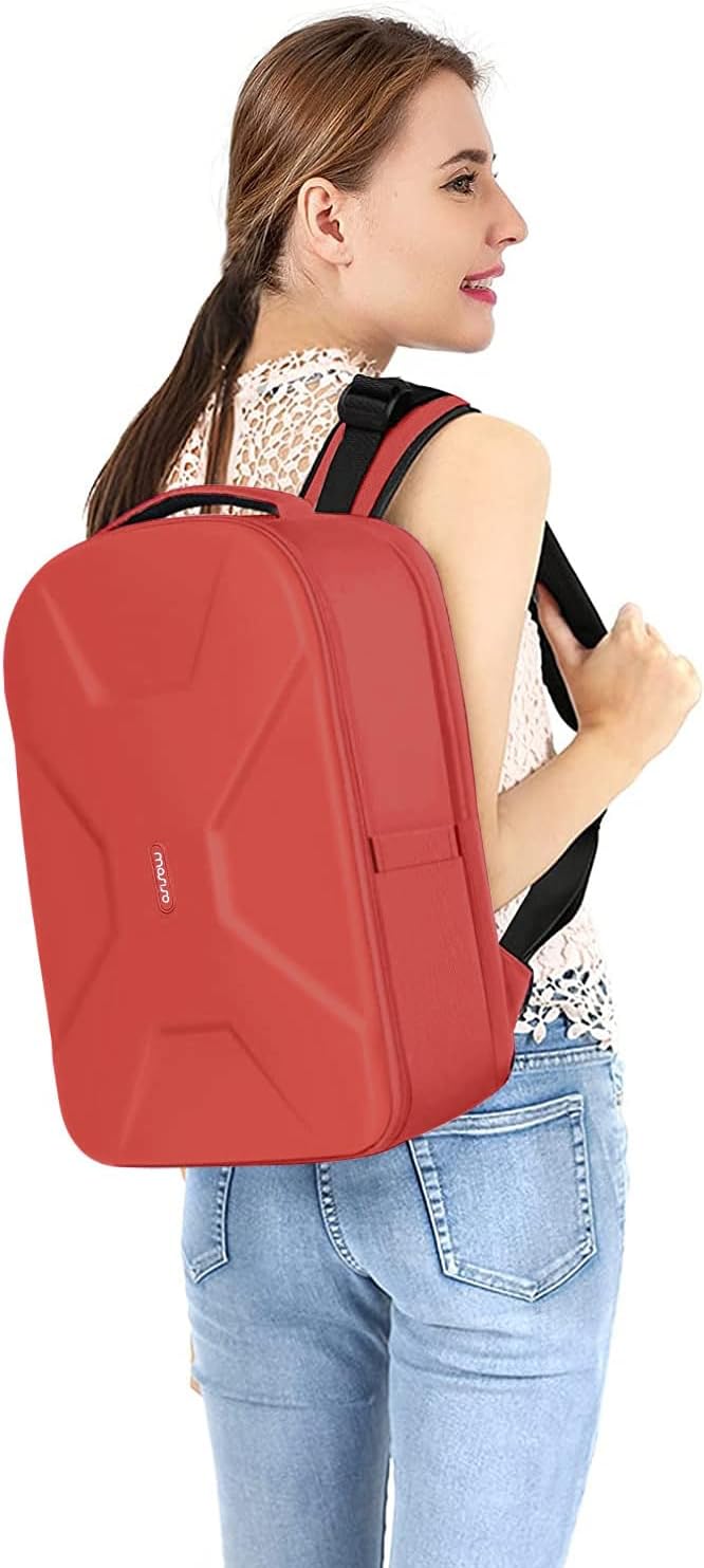 MOSISO Camera Backpack, DSLR/SLR/Mirrorless Photography Camera Bag 15-16 inch Waterproof Hardshell Case with Tripod Holder&Laptop Compartment Compatible with Canon/Nikon/Sony, Red