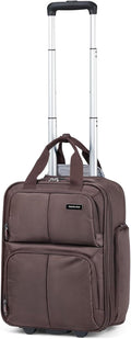 Hanke Softside Underseat Carry On Luggage with Wheels,Travel Luggage Rolling Bag Small Suitcase，Coffee, Underseater 16-Inch