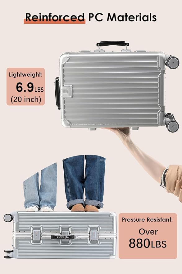 HotWay 26 Inch Hardside Checked Luggage with Leather Handle, PC Zipperless Suitcase with Spinner Wheels and TSA Locks, Lightweight Checked Luggage for Travel
