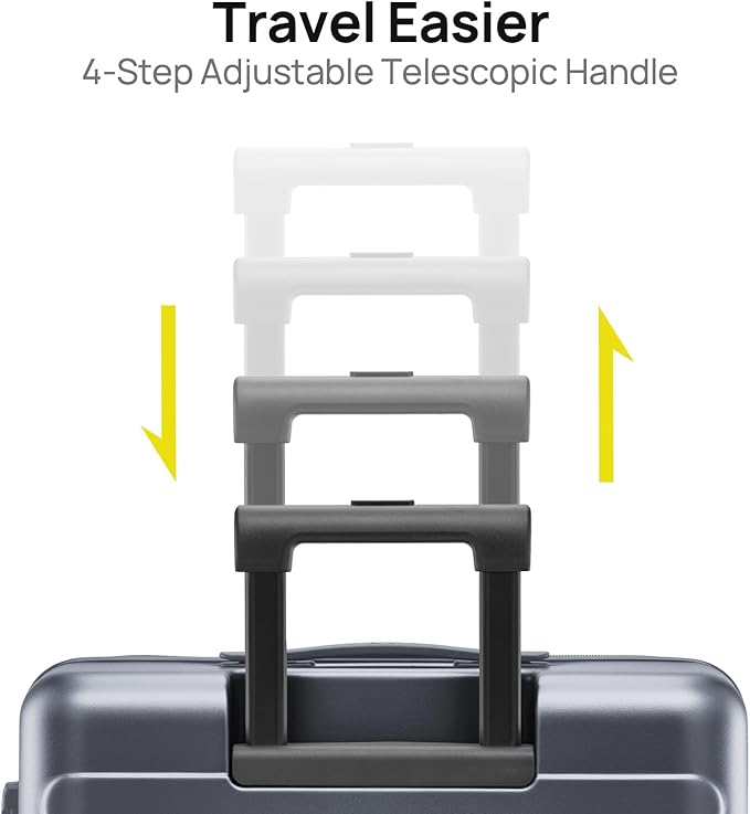 Carry on Luggage 22 X 14 X 9 Airline Approved, 20 Inch Luggage for 3-5 Days Travel, Double Spinner Wheels, 100% Hardshell PC, TSA Lock (02-Grey (Basic), Checked 24-Inch)