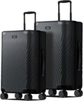 ECOHUB Hardside Expandable Carry On Luggage Sets, Recycled PC 20/24" Rolling Luggage Airline Approved with Spinner Wheels & TSA Lock, Lightweight Hardshell Travel Suitcase, 20+24 inch Carry-on Black