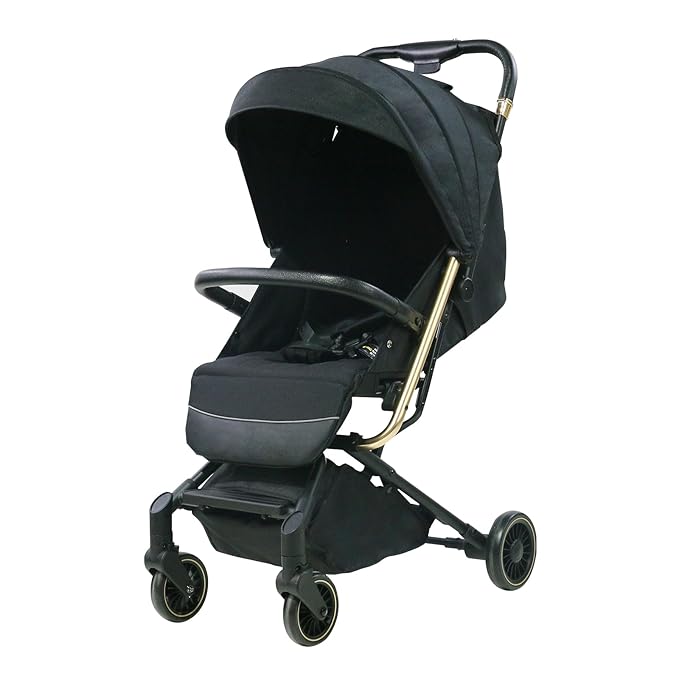 Lightweight Baby Stroller,Ultra Compact & Airplane-Friendly Travel Stroller, One-Handed Folding for Toddler, Only 13lbs,with Sleep Shade, Oversize Basket (Black)