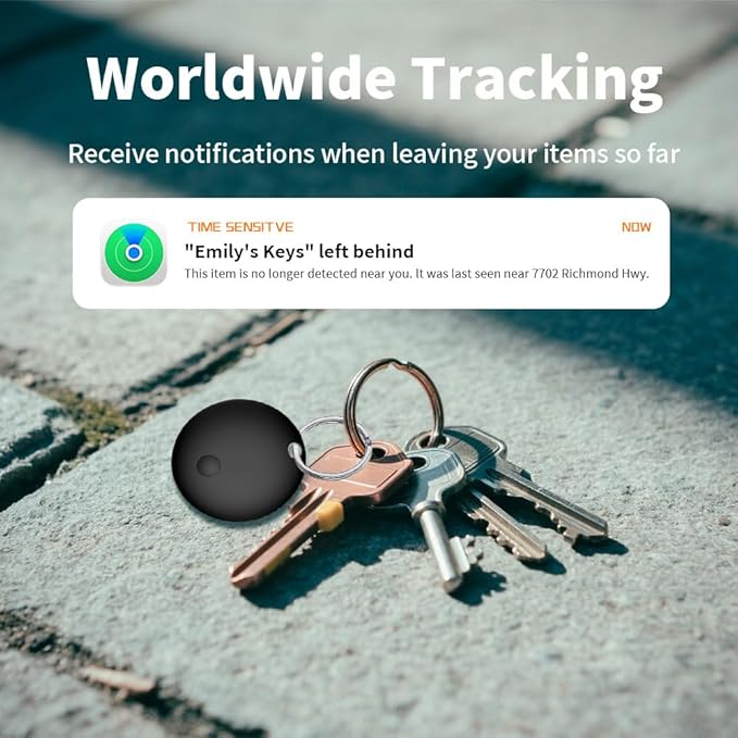 Smart Tag - 4 Pack Bluetooth Tracker Work with Find My (Apple's Official MFI Certification), Key Finder Item Locator Smart Tag for Keys, Luggage, Wallet, Bike, Black (NOT for ANDRIOD and Huawei)