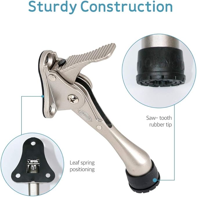 Door Stopper, One-Touch semi-Automatic Metal Door Stopper, with Non-Slip Rubber Tip for Wood, Concrete, Tiled, and Carpeted Floors (4inch x 2pack, Gold)