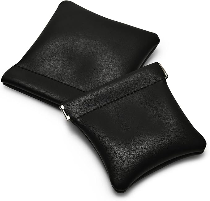 PU Leather Jewelry Travel Bag Leather Jewelry Pouch Christmas,Wedding Party Favor Gift Bag (S, Black)