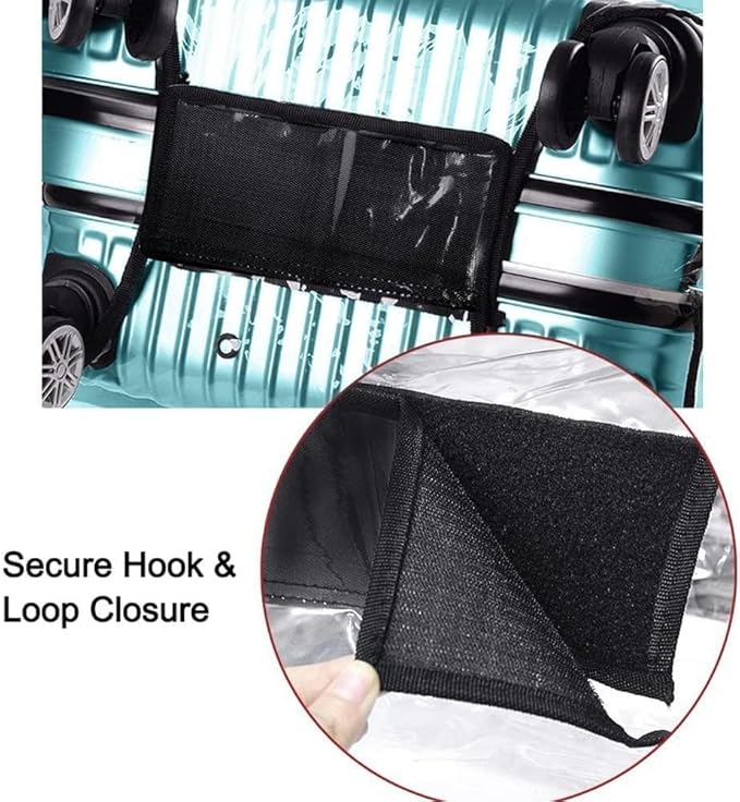 Suitcase Covers for Luggage – TSA Approved Clear PVC Luggage Protector Cover, Thick Transparent Waterproof Sleeve with Large Hook and Loop Closure, Fits 24" Wheeled Suitcases