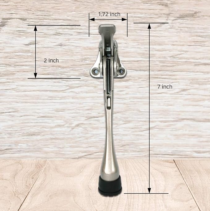 Door Stopper, One-Touch semi-Automatic Metal Door Stopper, with Non-Slip Rubber Tip for Wood, Concrete, Tiled, and Carpeted Floors (6inch x 1pack, Gold)