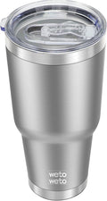 WETOWETO 30oz Tumbler, Stainless Steel Vacuum Insulated Water Coffee Tumbler Cup, Double Wall Powder Coated Spill-Proof Travel Mug Thermal Cup for Home Outdoor (Stainless, 1 Pack)
