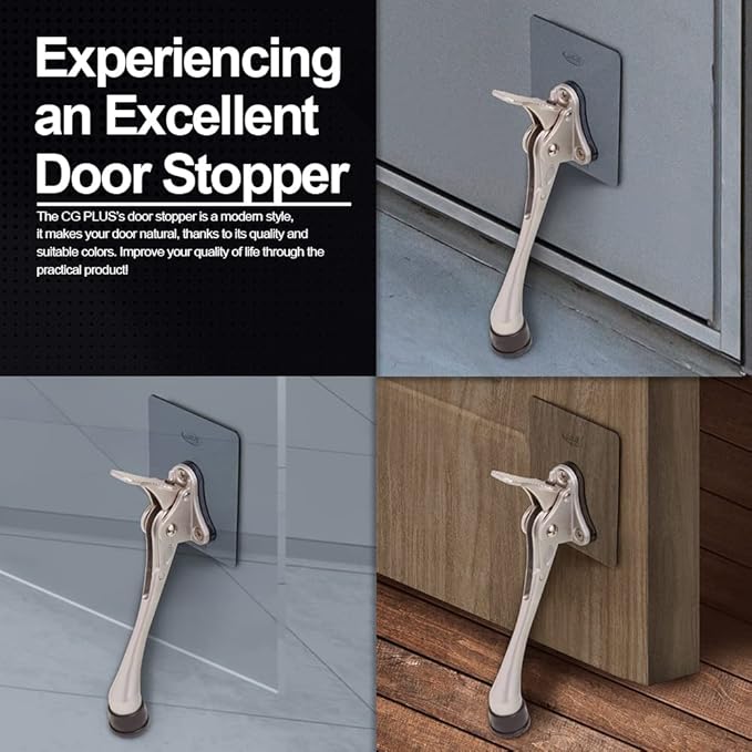 One-Touch Doorstop Adhesive Bracket (Black, 6inch x 1pack)