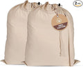LFH Home Large Premium 100% Cotton Canvas Laundry Bag with Drawstring and Handles Heavy Duty, Multi-Use, and Washable for Home, Travel, College or Storage 20x30 (Pack of 2)-Natural Thanks Giving