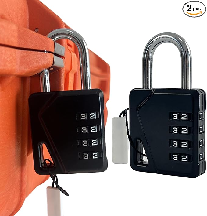 LAFENLIN 2 Pack Combination Locks, Locker Locks with Writable Tag, 4 Digit Padlock for Cases, Gym, Backpack, Backyard Gate, Fence, Hasp, Indoor, Outdoor Gate Lock, Weatherproof (Black - NO Key)