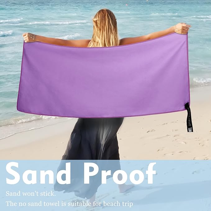 Microfiber Travel Towel, Soft Lightweight Quick Dry Towel, Super Absorbent Compact Travel & Sports & Beach Towels for Camping, Backpack, Gym, Swimming, Yoga, Hiking (L:24"×48" -Deep Purple)