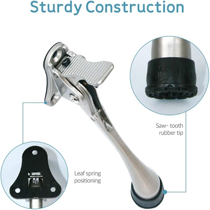 Door Stopper, One-Touch semi-Automatic Metal Door Stopper, with Non-Slip Rubber Tip for Wood, Concrete, Tiled, and Carpeted Floors (6inch x 1pack, White)