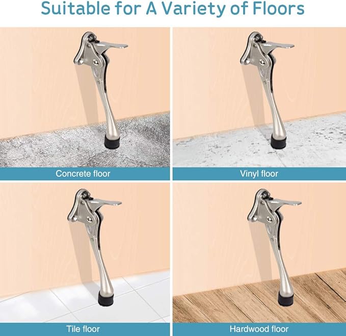 Door Stopper, One-Touch semi-Automatic Metal Door Stopper, with Non-Slip Rubber Tip for Wood, Concrete, Tiled, and Carpeted Floors (6inch x 1pack, Black)