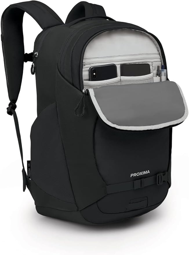 Osprey Proxima Laptop Backpack – Organized Everyday Pack with Dedicated Tech Storage, Water Bottle Pockets, and Comfortable Carry – Perfect for School, Commuting, and Travel, Black