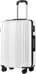 Coolife Luggage Suitcase PC+ABS with TSA Lock Spinner Carry on Hardshell Lightweight 20in 24in 28in(white, L(28IN))