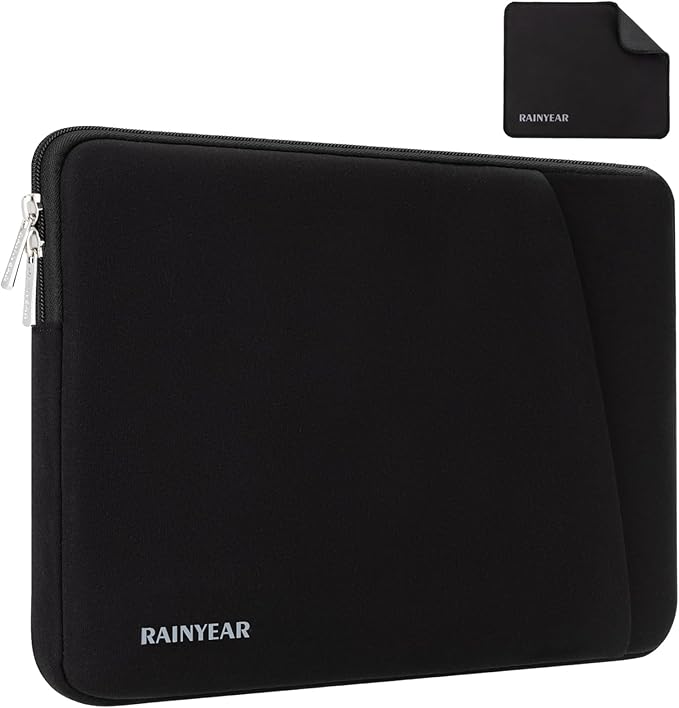 RAINYEAR Laptop Sleeve Case with Front Pocket, 13.3 Inch Protective Portable Case Briefcase Laptop Bag Cover Compatible with MacBook Air/Pro 13-13.3 inch, MacBook Pro/Max 14 inch, Black