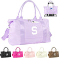 Daughter Niece Gifts for Teen Girl Kids, Initial Travel Duffel Bag Sports Gym Bag Personalized Gifts Weekender Bag，Monogram Overnight Bag Cute Dance Bag Birthday Bridesmaid Gifts for Women(Purple, S)