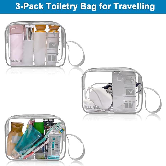 ANRUI Makeup Bags Clear Cosmetic Bag for Women Small Makeup Pouch for Girls/Kids Travel Toiletries Organizer Bags Waterproof Travel Liquids Storage Bags