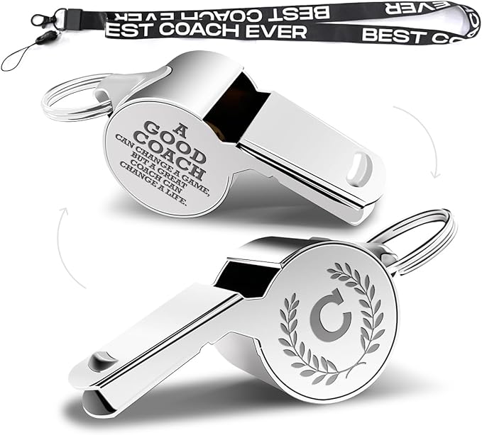 Letters Coach Gifts, Whistle for Coaches, Whistle Emergency, Thank You Coach Gifts, Coaches Whistle with Lanyard Cheer Coach Gift for Men Women Teachers Referees School Sports Coach Outdoor, Letter C